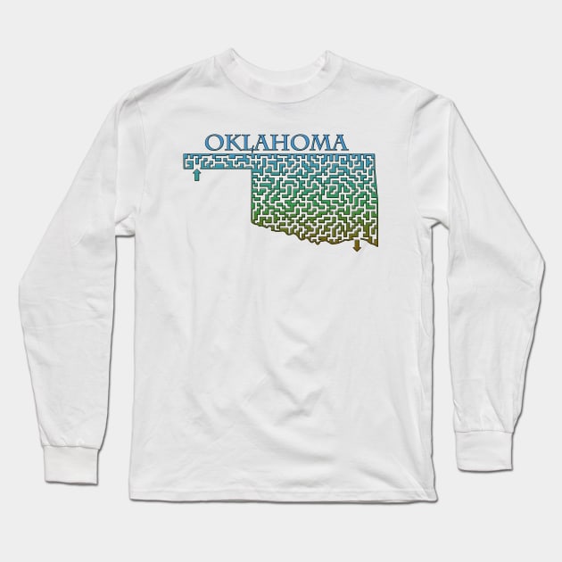 State of Oklahoma Colorful Maze Long Sleeve T-Shirt by gorff